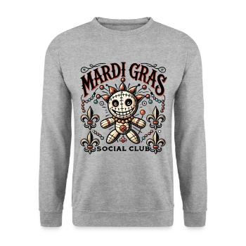 Mardi Gras Voodoo Doll Social Club - Sweat-shirt Unisexe - gris chiné - Devant - Alina (178cm) & Michal (187cm)