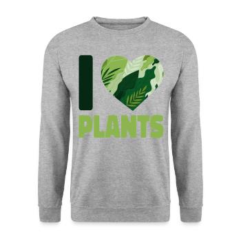 Plant Lover Gardening Heart I Love - Unisex Pullover - Weißgrau meliert - Vorne - Alina (178cm) & Michal (187cm)