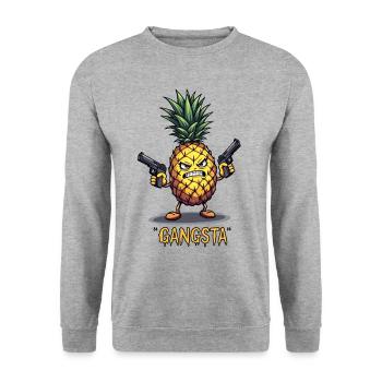 Pineapple Fruity Gangsta The hardest pineapple in the world - Unisex Sweatshirt - salt & pepper - Front - Alina (178cm) & Michal (187cm)