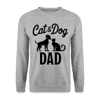 Katze und Hund Spruch Lustiges Haustier Geschenk - Unisex Pullover - Weißgrau meliert - Vorne - Alina (178cm) & Michal (187cm)