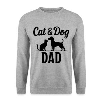 Katze und Hund Spruch Lustiges Haustier Geschenk - Unisex Pullover - Weißgrau meliert - Vorne - Alina (178cm) & Michal (187cm)