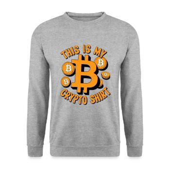This Is My Crypto Shirt - Unisex Pullover - Weißgrau meliert - Vorne - Alina (178cm) & Michal (187cm)