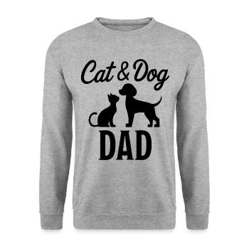 Katze und Hund Spruch Lustiges Haustier Geschenk - Unisex Pullover - Weißgrau meliert - Vorne - Alina (178cm) & Michal (187cm)