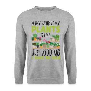 Plant Lover Gardening A Day - Unisex Sweatshirt - salt & pepper - Front - Alina (178cm) & Michal (187cm)