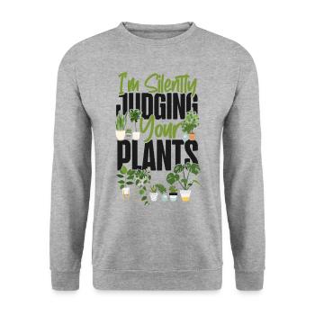 Amateur de plantes Jardinage Je suis silencieux - Sweat-shirt Unisexe - gris chiné - Devant - Alina (178cm) & Michal (187cm)