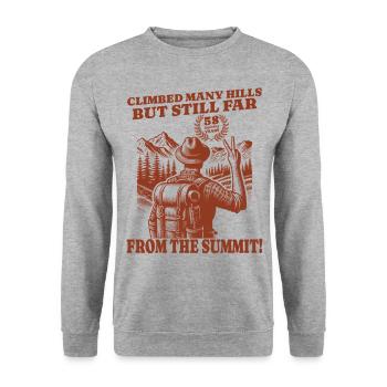 Funny Wanderer Birthday 58 Years - Unisex Sweatshirt - salt & pepper - Front - Alina (178cm) & Michal (187cm)