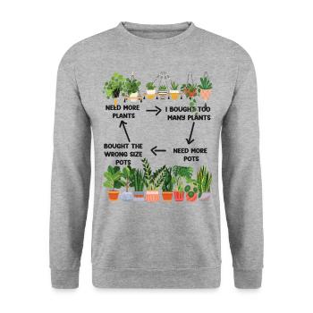 Les amateurs de plantes ont besoin de plus - Sweat-shirt Unisexe - gris chiné - Devant - Alina (178cm) & Michal (187cm)