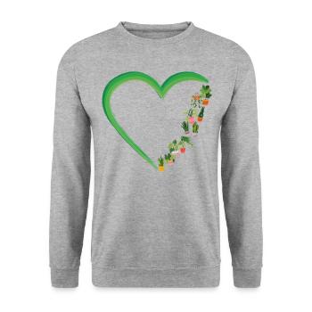Plant Lover Gardening Heart - Unisex Sweatshirt - salt & pepper - Front - Alina (178cm) & Michal (187cm)