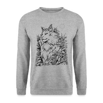 Chat au clair de lune : Maison mystique Tigre Chanvre - Sweat-shirt Unisexe - gris chiné - Devant - Alina (178cm) & Michal (187cm)