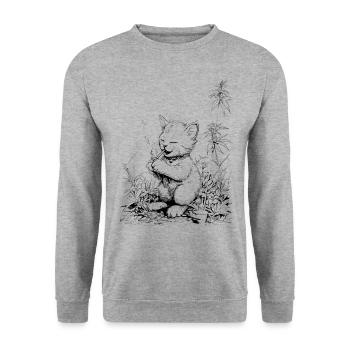 Chaton avec articulation Tigre domestique détendu dans l’herbe - Sweat-shirt Unisexe - gris chiné - Devant - Alina (178cm) & Michal (187cm)