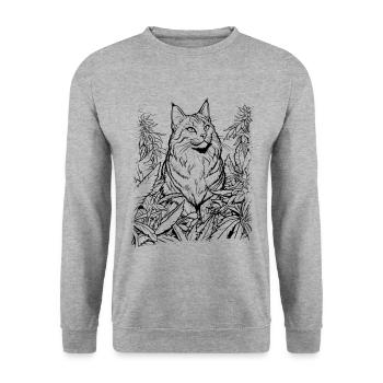 Chat au chanvre : tigre domestique dans la jungle du cannabis - Sweat-shirt Unisexe - gris chiné - Devant - Alina (178cm) & Michal (187cm)