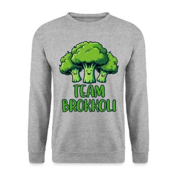 Brokkoli, Vegetarier, Gemüse, Vegan, Team Brokkoli - Unisex Pullover - Weißgrau meliert - Vorne - Alina (178cm) & Michal (187cm)