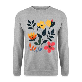 Retro flower meadow: Summer blossom magic - Unisex Sweatshirt - salt & pepper - Front - Alina (178cm) & Michal (187cm)