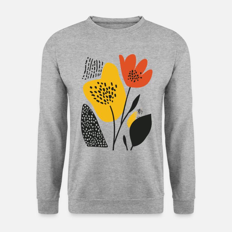 Matisse Blüte: Farbexplosion im Retro-Stil - Unisex Pullover - Weißgrau meliert