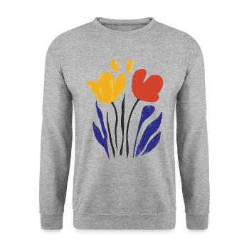 Abstract flowers: play of colours in the Matisse style - Unisex Sweatshirt - salt & pepper - Front - Alina (178cm) & Michal (187cm)