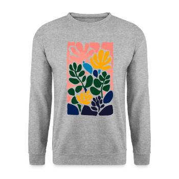 Abstract flowers: play of colours in the Matisse style - Unisex Sweatshirt - salt & pepper - Front - Alina (178cm) & Michal (187cm)