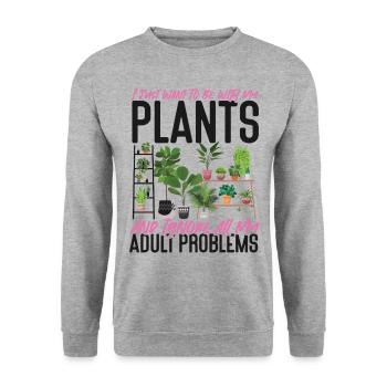 Plant Lover Gardening I Just Want - Unisex Pullover - Weißgrau meliert - Vorne - Alina (178cm) & Michal (187cm)