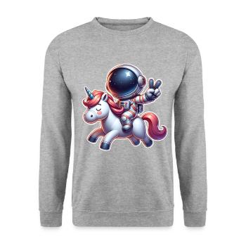 Licorne astronaute - Sweat-shirt Unisexe - gris chiné - Devant - Alina (178cm) & Michal (187cm)