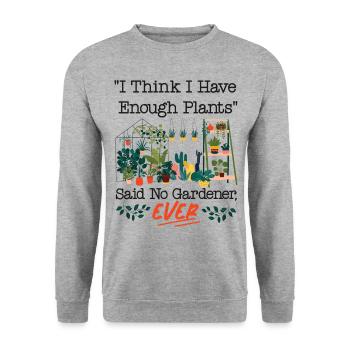 Plant Lover Gardening I Think I - Unisex Pullover - Weißgrau meliert - Vorne - Alina (178cm) & Michal (187cm)