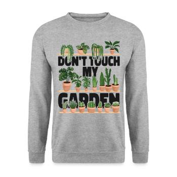 Plant Lover Gardening Don't Touch - Unisex Pullover - Weißgrau meliert - Vorne - Alina (178cm) & Michal (187cm)