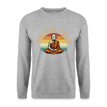 Namastay Sober , funny sobriety yoga - Unisex Pullover - Weißgrau meliert - Vorne - Alina (178cm) & Michal (187cm)
