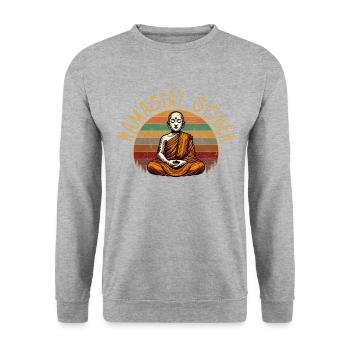 Namastay Sober , funny sobriety yoga - Unisex Pullover - Weißgrau meliert - Vorne - Alina (178cm) & Michal (187cm)