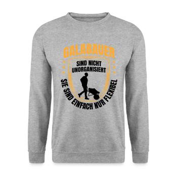 Galabauer sind flexibel Landschaftsbauer - Unisex Pullover - Weißgrau meliert - Vorne - Alina (178cm) & Michal (187cm)