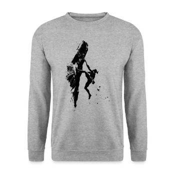 Freeclimbing Alpen: Am Limit Gipfel Extremsport - Unisex Pullover - Weißgrau meliert - Vorne - Alina (178cm) & Michal (187cm)
