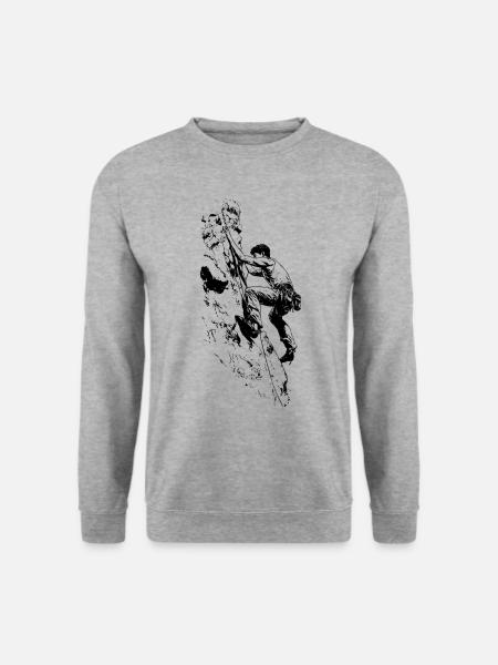 Bergsteigen Zugspitze: Gipfelsteiger mit Karabiner - Unisex Pullover - Weißgrau meliert