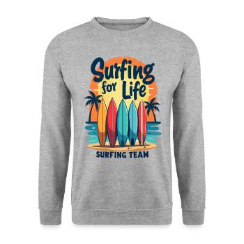 Surfing for Life Wave Boards & Beach - Unisex Sweatshirt - salt & pepper - Front - Alina (178cm) & Michal (187cm)