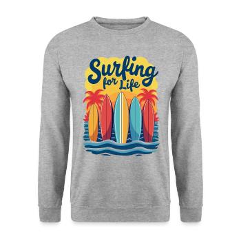 Surfing for Life Wave Boards & Beach - Unisex Sweatshirt - salt & pepper - Front - Alina (178cm) & Michal (187cm)
