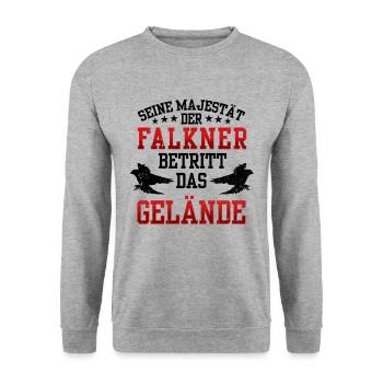 Falconer enters the area Falconry falconry - Unisex Sweatshirt - salt & pepper - Front - Alina (178cm) & Michal (187cm)