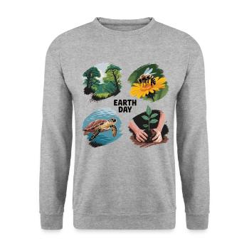T-shirt de protection de l’environnement – Motif du Jour de la Terre - Sweat-shirt Unisexe - gris chiné - Devant - Alina (178cm) & Michal (187cm)