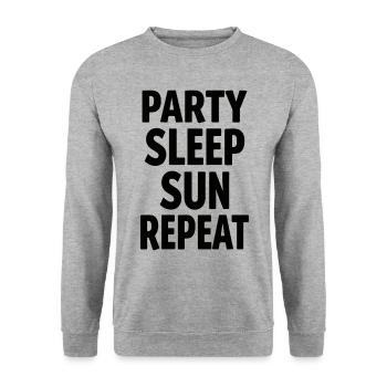 Party Sleep Sun Repeat – Summer Lifestyle - Unisex Sweatshirt - salt & pepper - Front - Alina (178cm) & Michal (187cm)