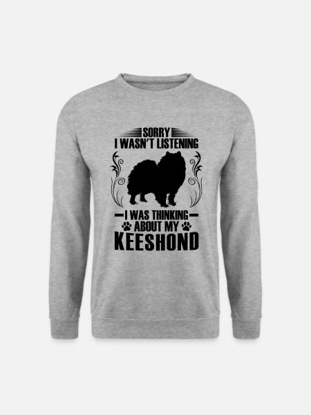 Ich habe an Wolfsspitz gedacht Keeshond - Unisex Pullover - Weißgrau meliert