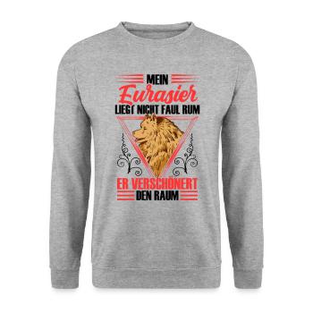 Eurasier beautifies the room Eurasian Spitz - Unisex Sweatshirt - salt & pepper - Front - Alina (178cm) & Michal (187cm)