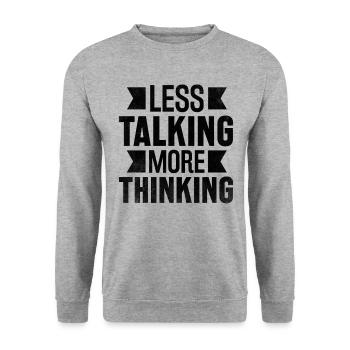 Moins de paroles Plus de dictons de réflexion pour les introvertis - Sweat-shirt Unisexe - gris chiné - Devant - Alina (178cm) & Michal (187cm)