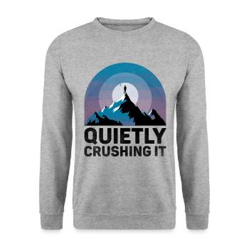 Quietly Crushing It Sayings For Introverts - Unisex Sweatshirt - salt & pepper - Front - Alina (178cm) & Michal (187cm)