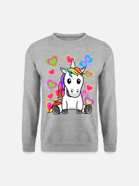 Einhorn Einhörner Kinder Kind - Unisex Pullover - Weißgrau meliert