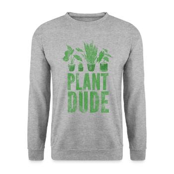 Plant Lover Gardening Plant Dude - Unisex Pullover - Weißgrau meliert - Vorne - Alina (178cm) & Michal (187cm)