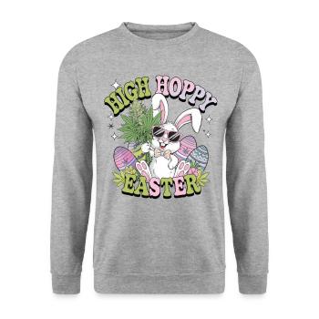 Funny Easter Bunny with Weed – High Hoppy Easter - Unisex Sweatshirt - salt & pepper - Front - Alina (178cm) & Michal (187cm)
