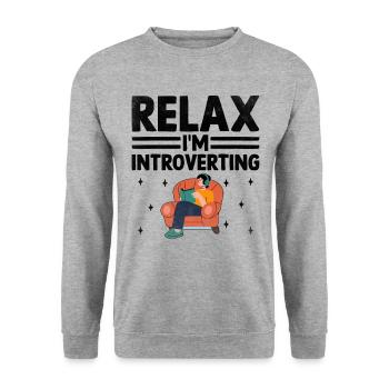 Relax I M Introverti Dictons pour les introvertis - Sweat-shirt Unisexe - gris chiné - Devant - Alina (178cm) & Michal (187cm)