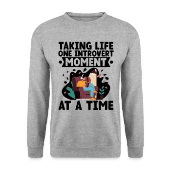 Taking Life One Introvert Moment At A Time Sayings - Unisex Sweatshirt - salt & pepper - Front - Alina (178cm) & Michal (187cm)