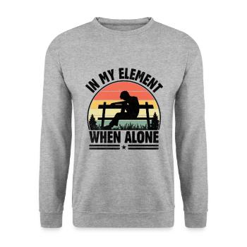 Dans mon élément quand je suis seul Dictons pour les introvertis - Sweat-shirt Unisexe - gris chiné - Devant - Alina (178cm) & Michal (187cm)