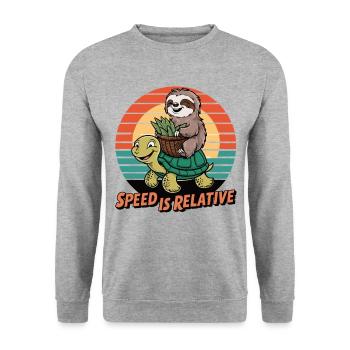 Funny Sloth & Turtle Retro Design - Unisex Sweatshirt - salt & pepper - Front - Alina (178cm) & Michal (187cm)