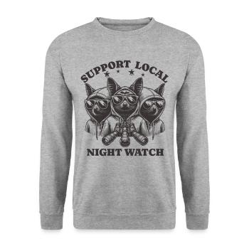 bat Liebe Support Local night watch - Unisex Pullover - Weißgrau meliert - Vorne - Alina (178cm) & Michal (187cm)