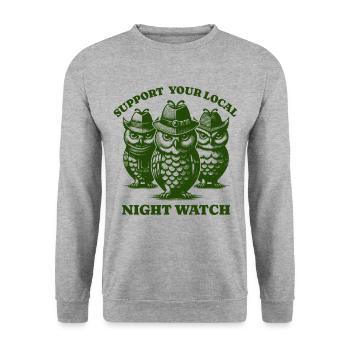 hibou Love Support Veille de nuit locale - Sweat-shirt Unisexe - gris chiné - Devant - Alina (178cm) & Michal (187cm)
