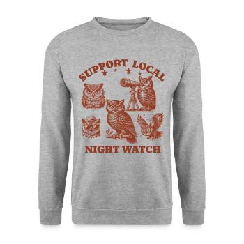 hibou Love Support Veille de nuit locale - Sweat-shirt Unisexe - gris chiné - Devant - Alina (178cm) & Michal (187cm)