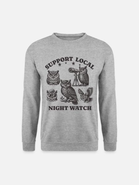 owl Liebe Support Local night watch - Unisex Pullover - Weißgrau meliert