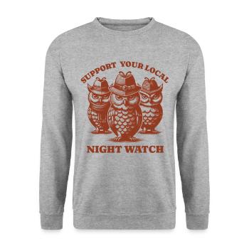 hibou Love Support Veille de nuit locale - Sweat-shirt Unisexe - gris chiné - Devant - Alina (178cm) & Michal (187cm)